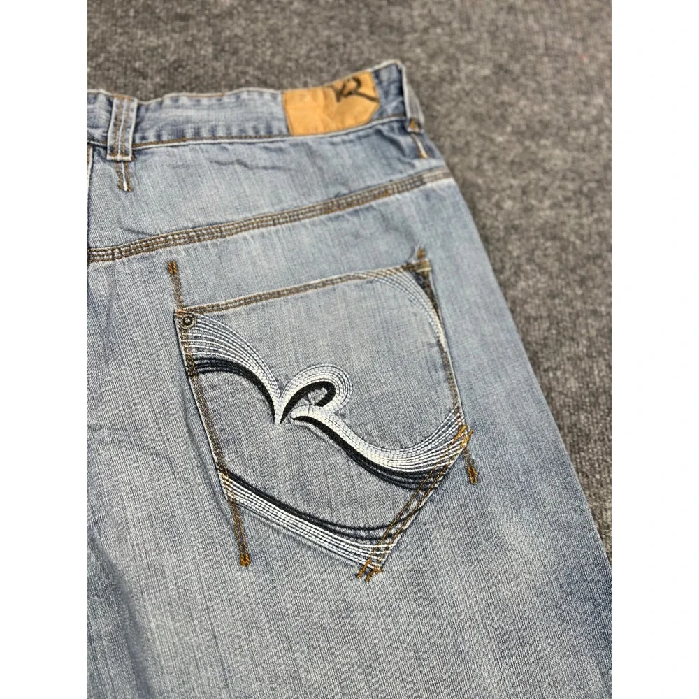 Rocawear Baggy Denim Shorts Light Wash Distressed Y2K Hip Hop Mens 34W Jorts
